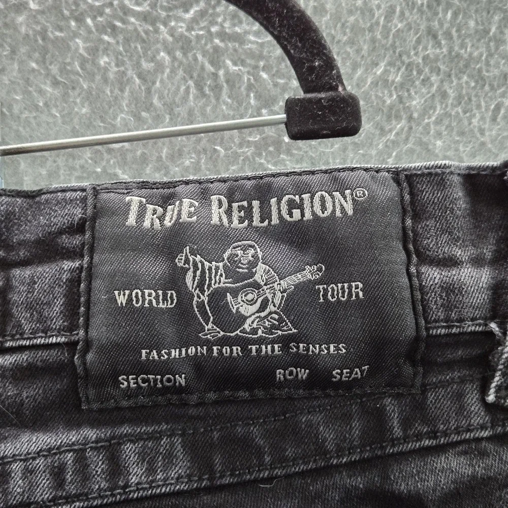 True Religion Men Jeans 42 Black Denim Ricky Straight 28